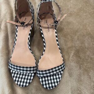 Call It Spring Black & White Gingham Ankle-Strap Heels